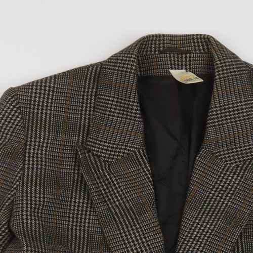 Etam Womens Brown Plaid Jacket Size 12 Button