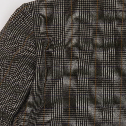 Etam Womens Brown Plaid Jacket Size 12 Button