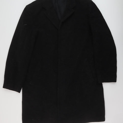 CG Mens Black Overcoat Coat Size 42 Button
