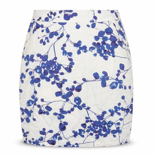 Houles Womens White Geometric Linen A-Line Skirt Size 6 Zip