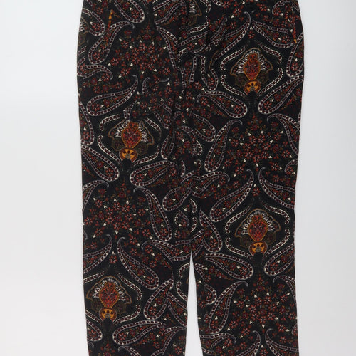 Stradivarius Womens Black Geometric Polyester Trousers Size 9 Months L27 in Regular Zip