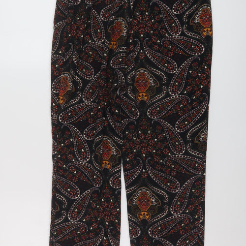 Stradivarius Womens Black Geometric Polyester Trousers Size 9 Months L27 in Regular Zip