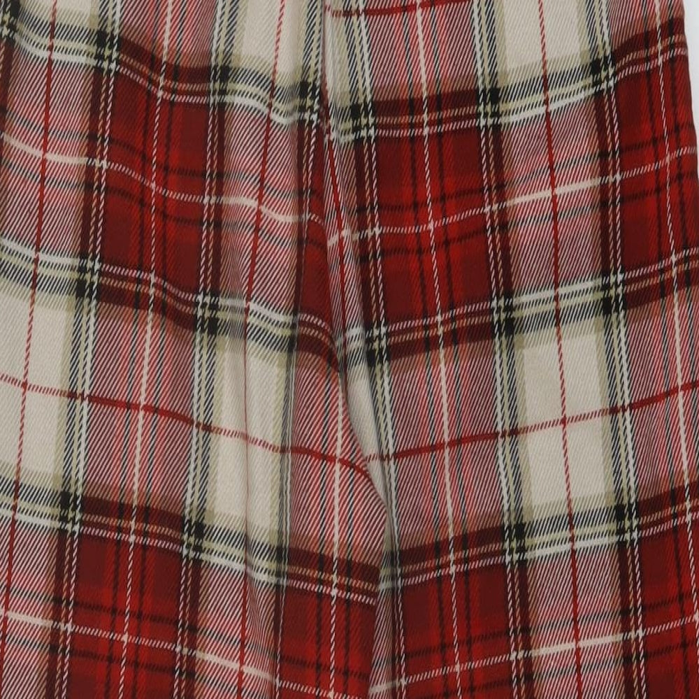 H&M Womens Red Plaid Polyester Trousers Size 6 L24 in Regular Hook & Eye