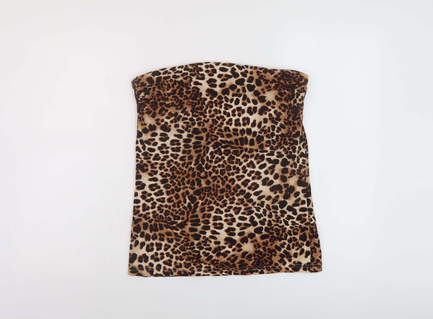 H7m Womens Brown Animal Print Cotton Basic Tank Size L Square Neck