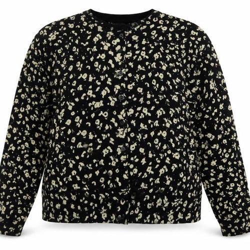 Marks and Spencer Womens Black Round Neck Animal Print Viscose Cardigan Jumper Size 20