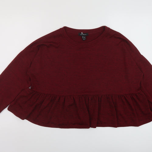 New Look Womens Red Polyester Basic Blouse Size S Round Neck