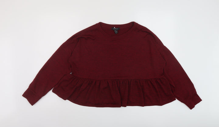 New Look Womens Red Polyester Basic Blouse Size S Round Neck