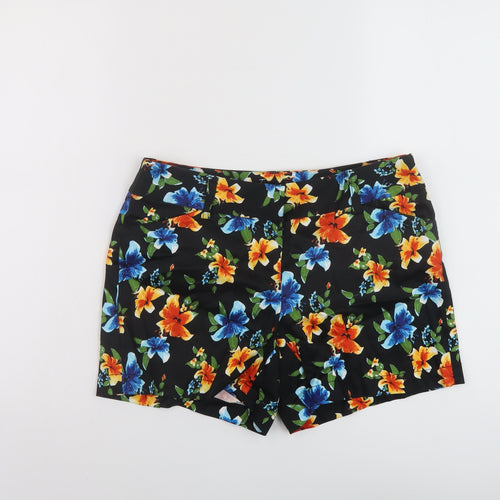 White House Black Market Womens Multicoloured Floral Cotton Chino Shorts Size 10 L5 in Regular Button