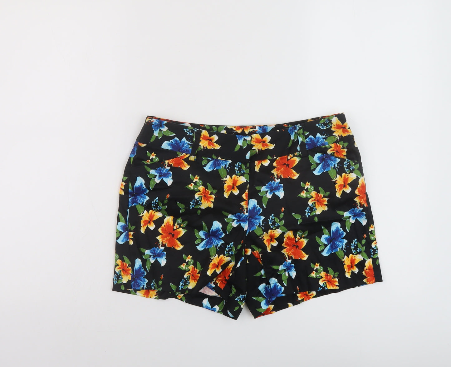 White House Black Market Womens Multicoloured Floral Cotton Chino Shorts Size 10 L5 in Regular Button