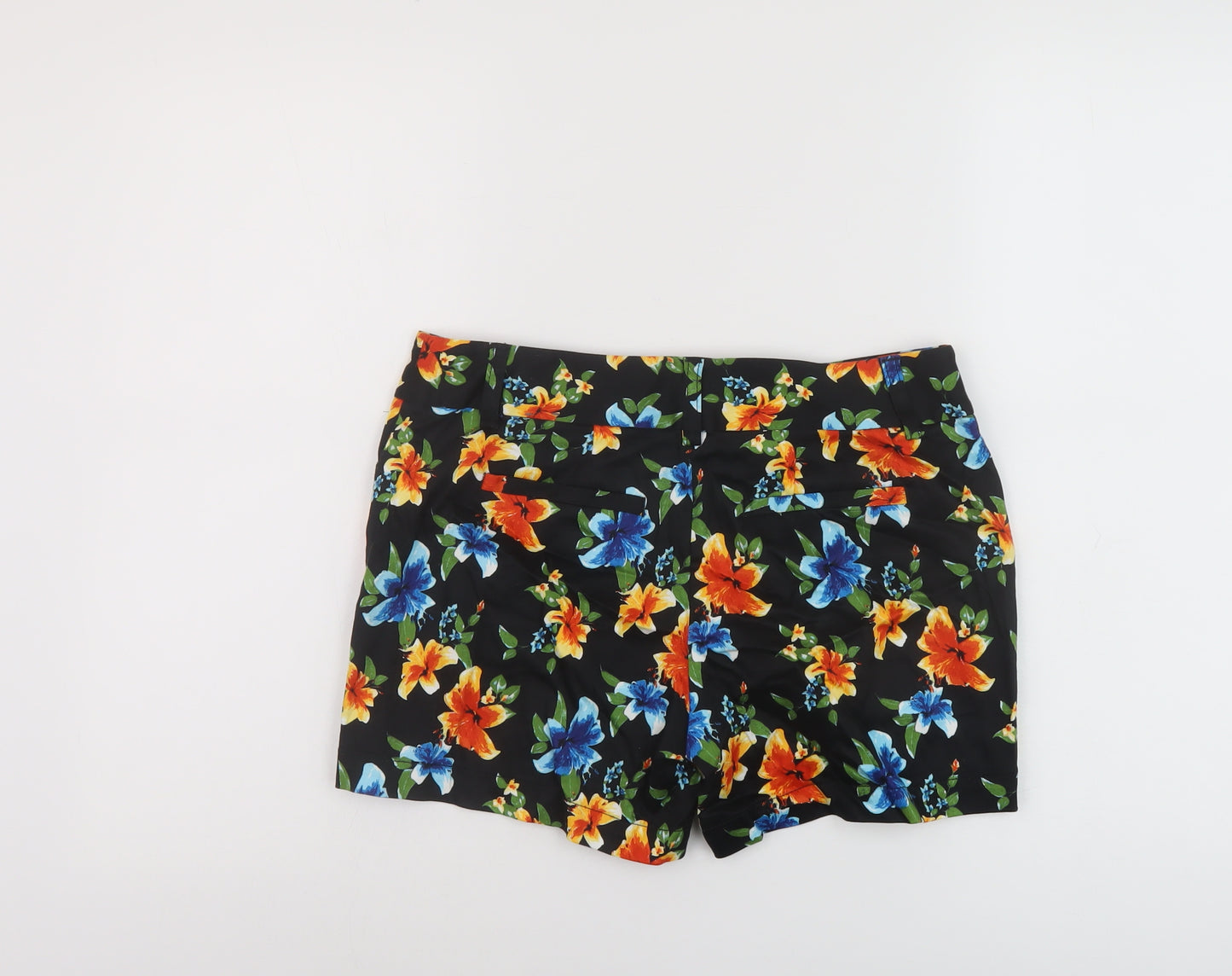 White House Black Market Womens Multicoloured Floral Cotton Chino Shorts Size 10 L5 in Regular Button