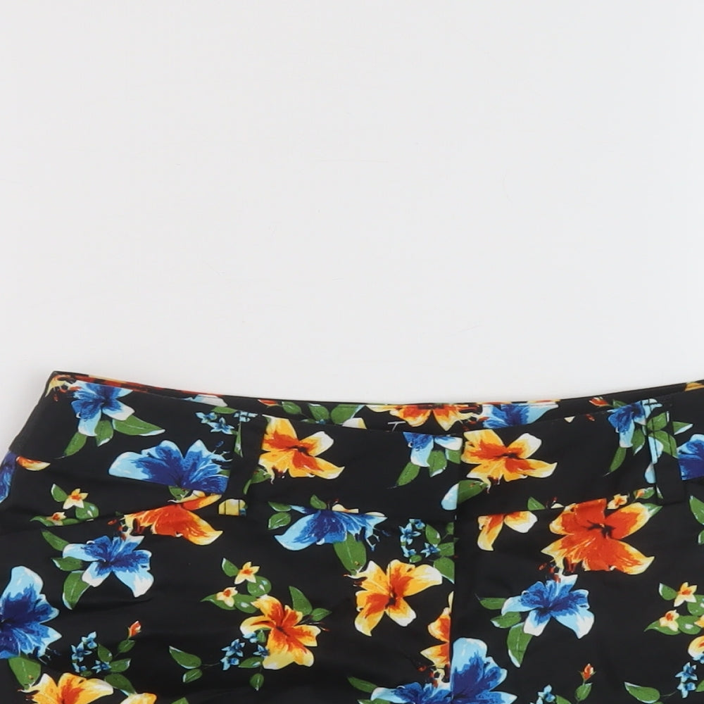 White House Black Market Womens Multicoloured Floral Cotton Chino Shorts Size 10 L5 in Regular Button