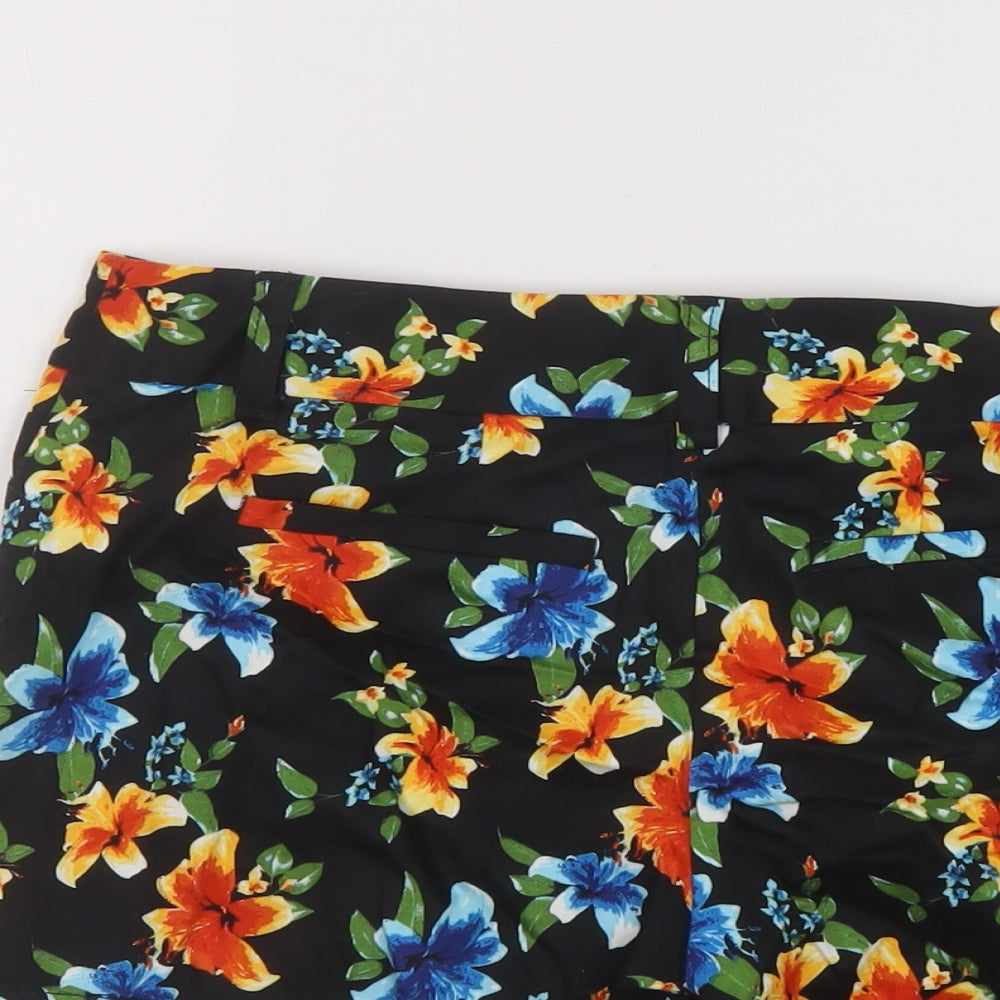 White House Black Market Womens Multicoloured Floral Cotton Chino Shorts Size 10 L5 in Regular Button