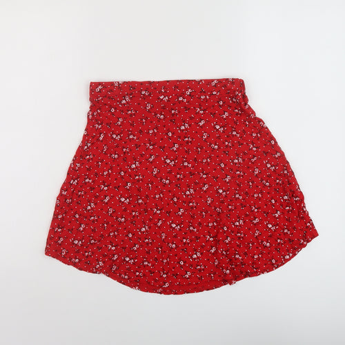 PRETTYLITTLETHING Womens Red Floral Viscose A-Line Skirt Size 10
