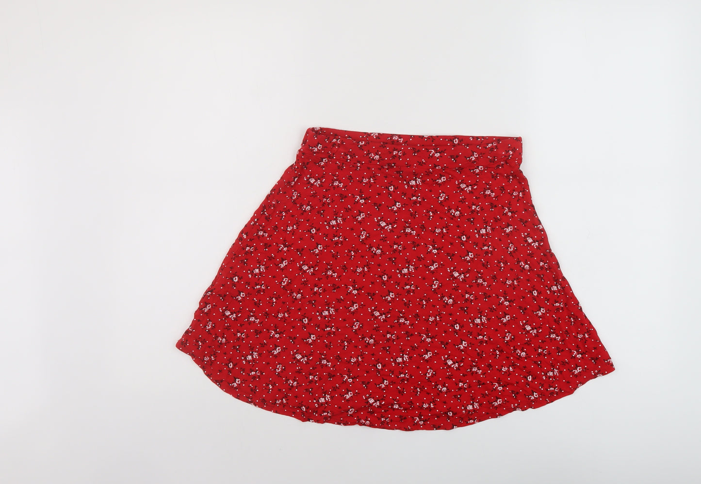 PRETTYLITTLETHING Womens Red Floral Viscose A-Line Skirt Size 10