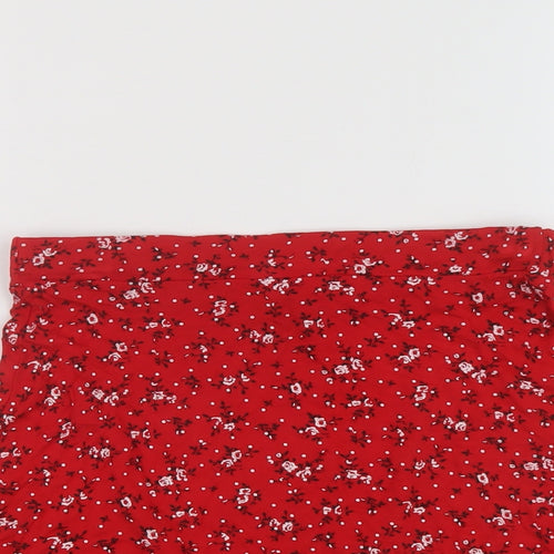 PRETTYLITTLETHING Womens Red Floral Viscose A-Line Skirt Size 10