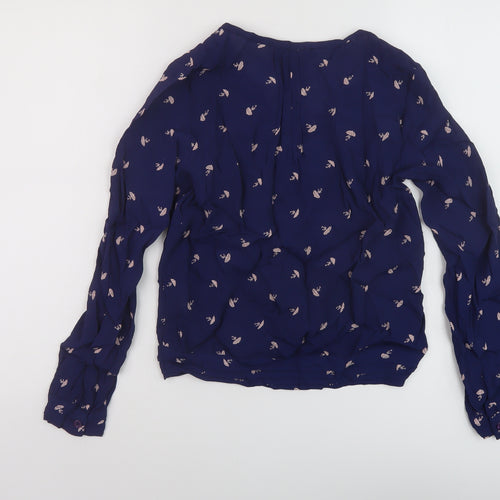 Pretty Vacant Womens Blue Geometric Viscose Basic Blouse Size 10 V-Neck