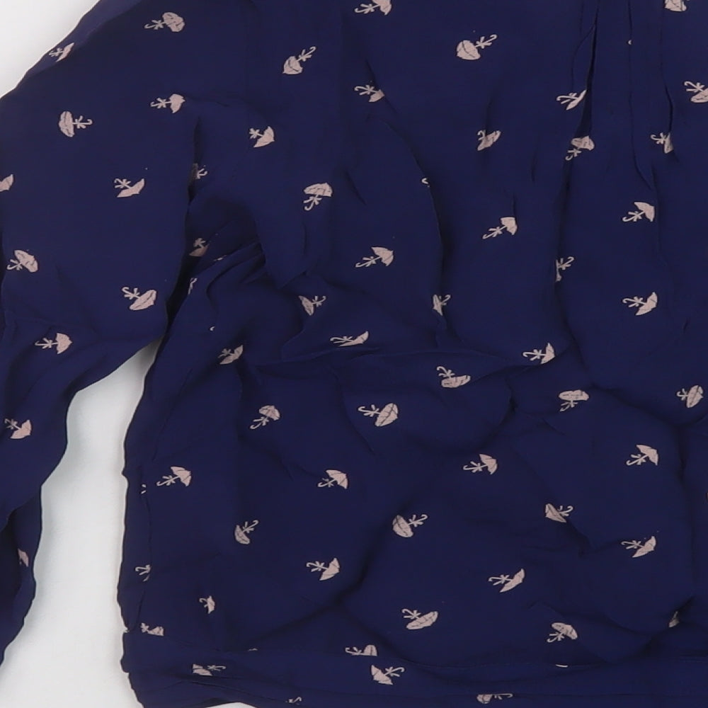 Pretty Vacant Womens Blue Geometric Viscose Basic Blouse Size 10 V-Neck
