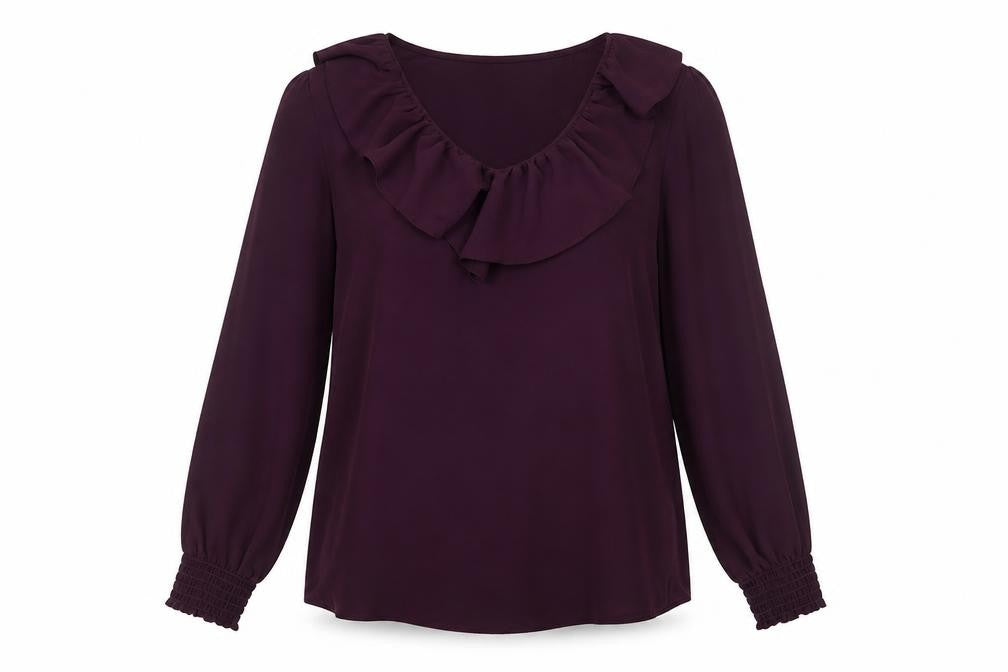 Wallis Womens Purple Polyester Basic Blouse Size 10 V-Neck