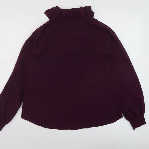 Wallis Womens Purple Polyester Basic Blouse Size 10 V-Neck
