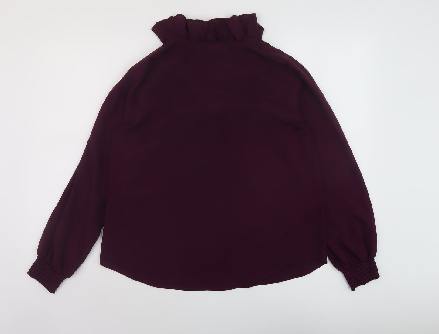 Wallis Womens Purple Polyester Basic Blouse Size 10 V-Neck
