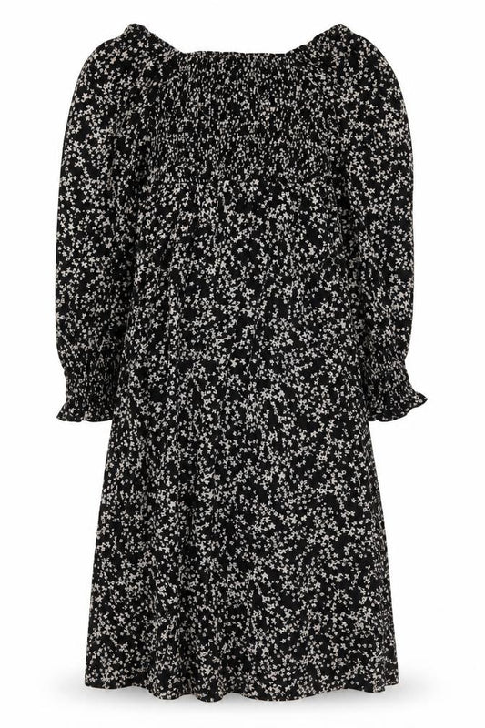 Front view of Missguided women’s black floral polyester a-line, size UK 8, square neck pullover