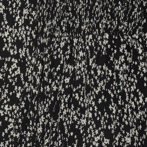 Missguided Womens Black Floral Polyester A-Line Size 8 Square Neck Pullover