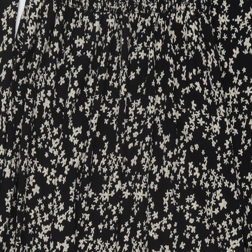 Missguided Womens Black Floral Polyester A-Line Size 8 Square Neck Pullover