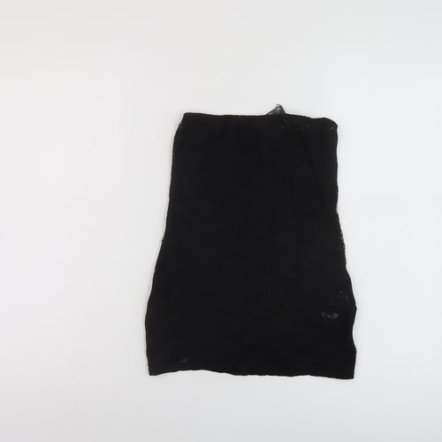 PRETTYLITTLETHING Womens Black Polyester Basic Tank Size 10 Off the Shoulder