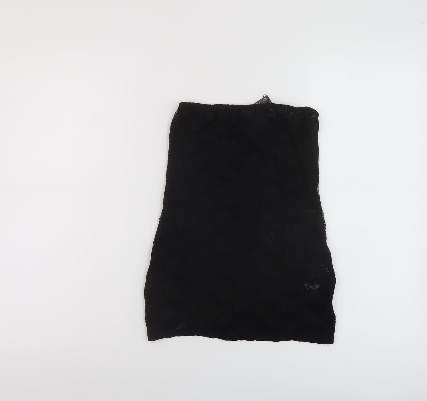 PRETTYLITTLETHING Womens Black Polyester Basic Tank Size 10 Off the Shoulder