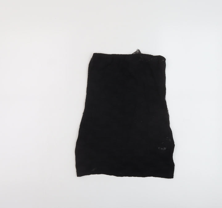 PRETTYLITTLETHING Womens Black Polyester Basic Tank Size 10 Off the Shoulder
