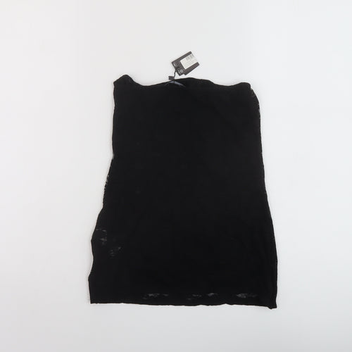 PRETTYLITTLETHING Womens Black Polyester Basic Tank Size 10 Off the Shoulder