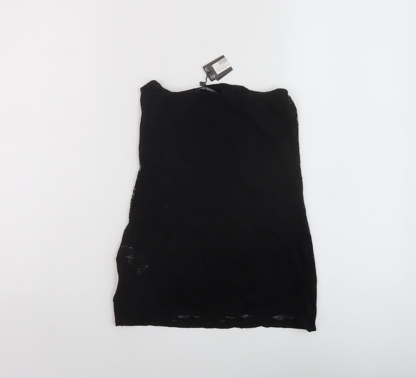 PRETTYLITTLETHING Womens Black Polyester Basic Tank Size 10 Off the Shoulder