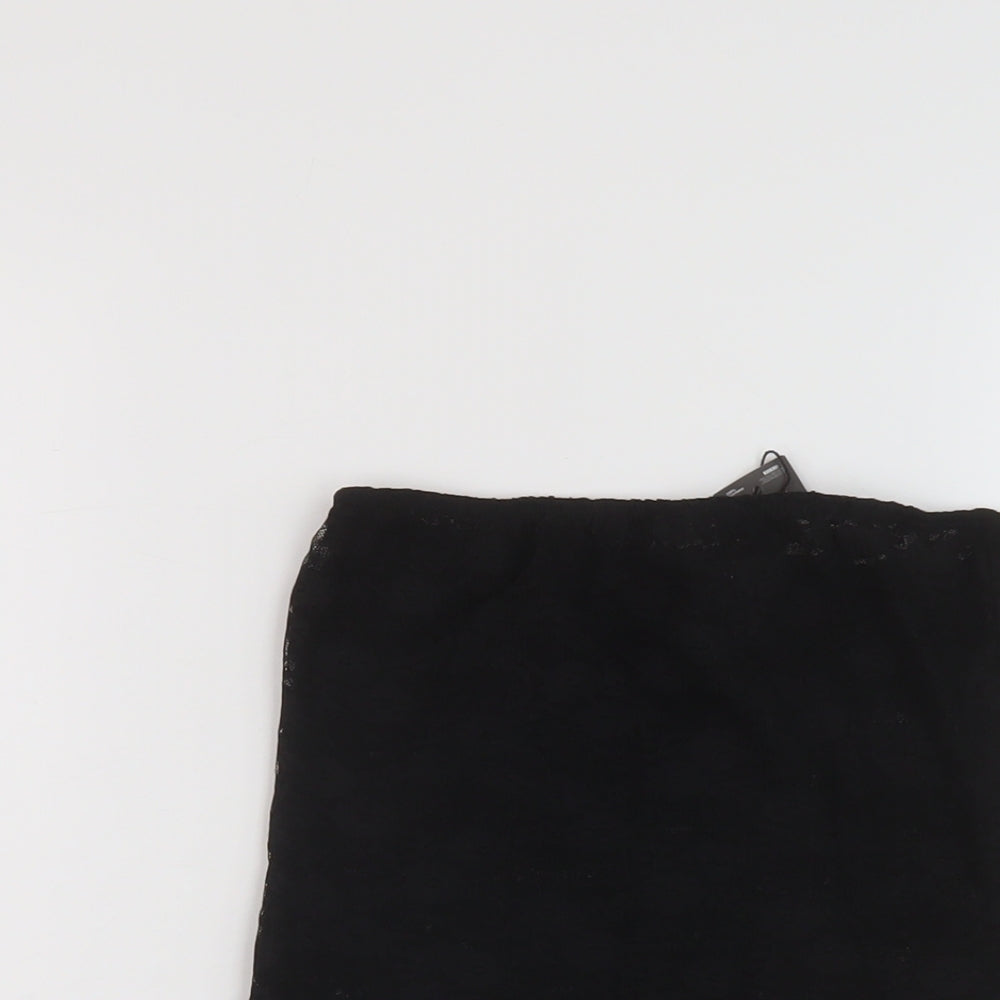 PRETTYLITTLETHING Womens Black Polyester Basic Tank Size 10 Off the Shoulder
