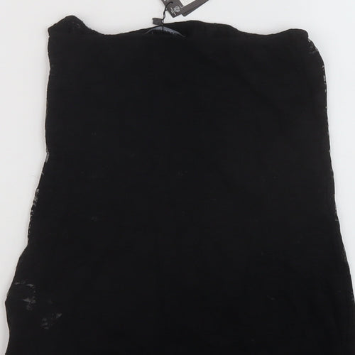 PRETTYLITTLETHING Womens Black Polyester Basic Tank Size 10 Off the Shoulder