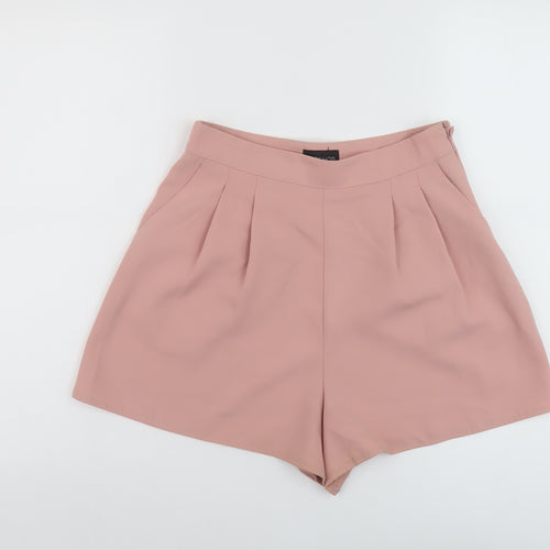 Topshop Womens Pink Polyester Chino Shorts Size 10 L3 in Regular Zip