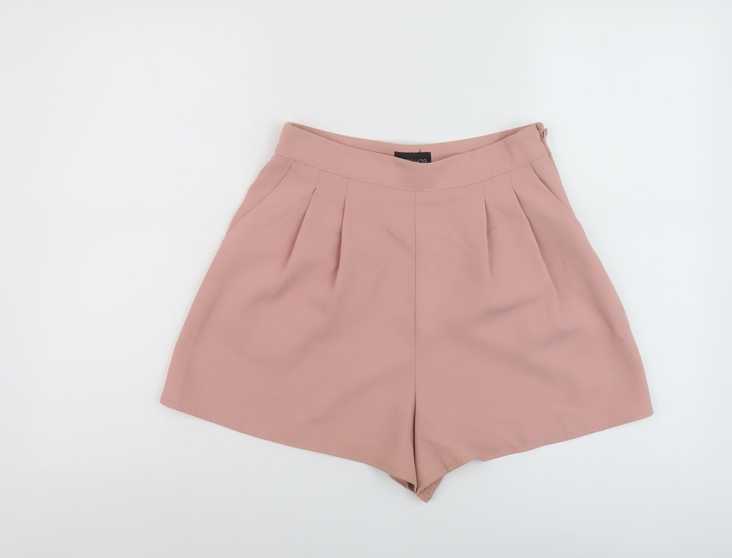 Topshop Womens Pink Polyester Chino Shorts Size 10 L3 in Regular Zip