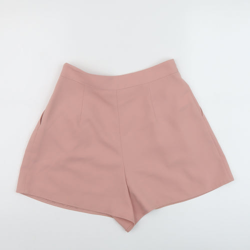 Topshop Womens Pink Polyester Chino Shorts Size 10 L3 in Regular Zip