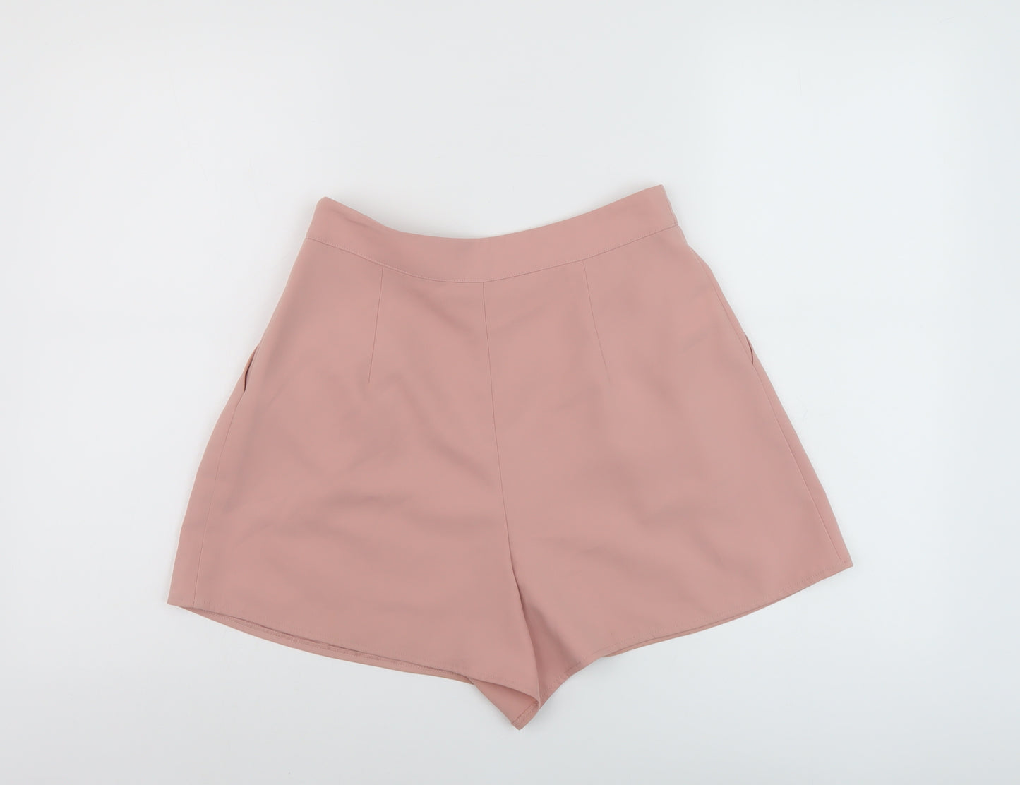 Topshop Womens Pink Polyester Chino Shorts Size 10 L3 in Regular Zip