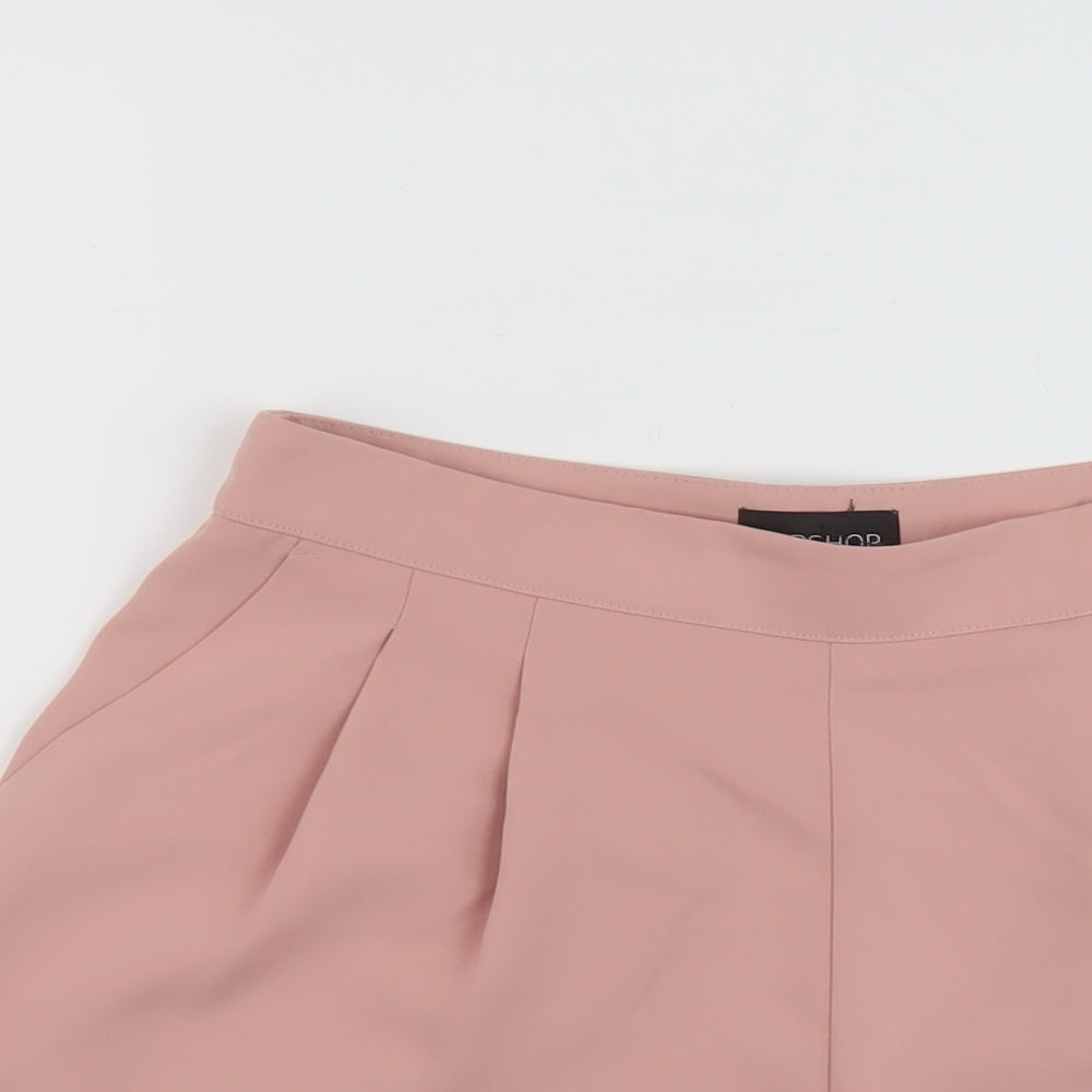 Topshop Womens Pink Polyester Chino Shorts Size 10 L3 in Regular Zip