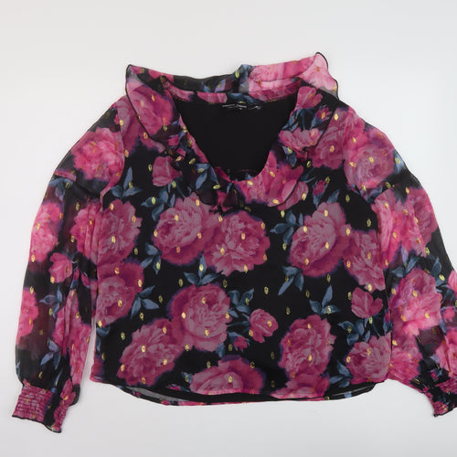Dorothy Perkins Womens Multicoloured Floral Polyester Basic Blouse Size 16 V-Neck