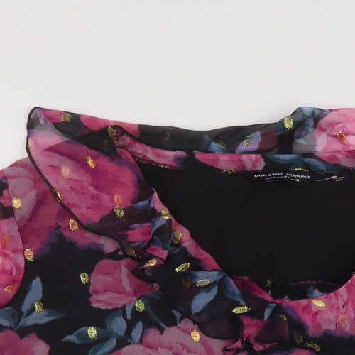 Dorothy Perkins Womens Multicoloured Floral Polyester Basic Blouse Size 16 V-Neck