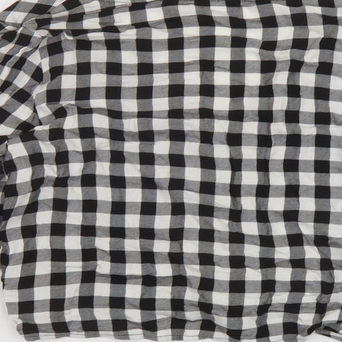 H&M Womens Black Check Viscose Basic Blouse Size 10 V-Neck