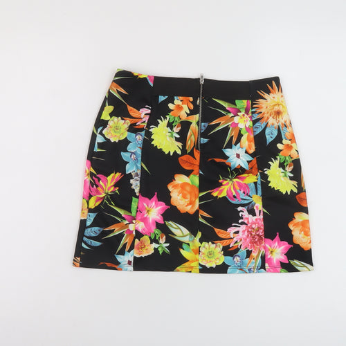 Miss Selfridge Womens Multicoloured Floral Polyester Mini Skirt Size 6 Zip