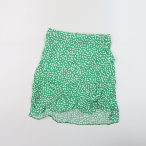 New Look Womens Green Floral Viscose Mini Skirt Size 6
