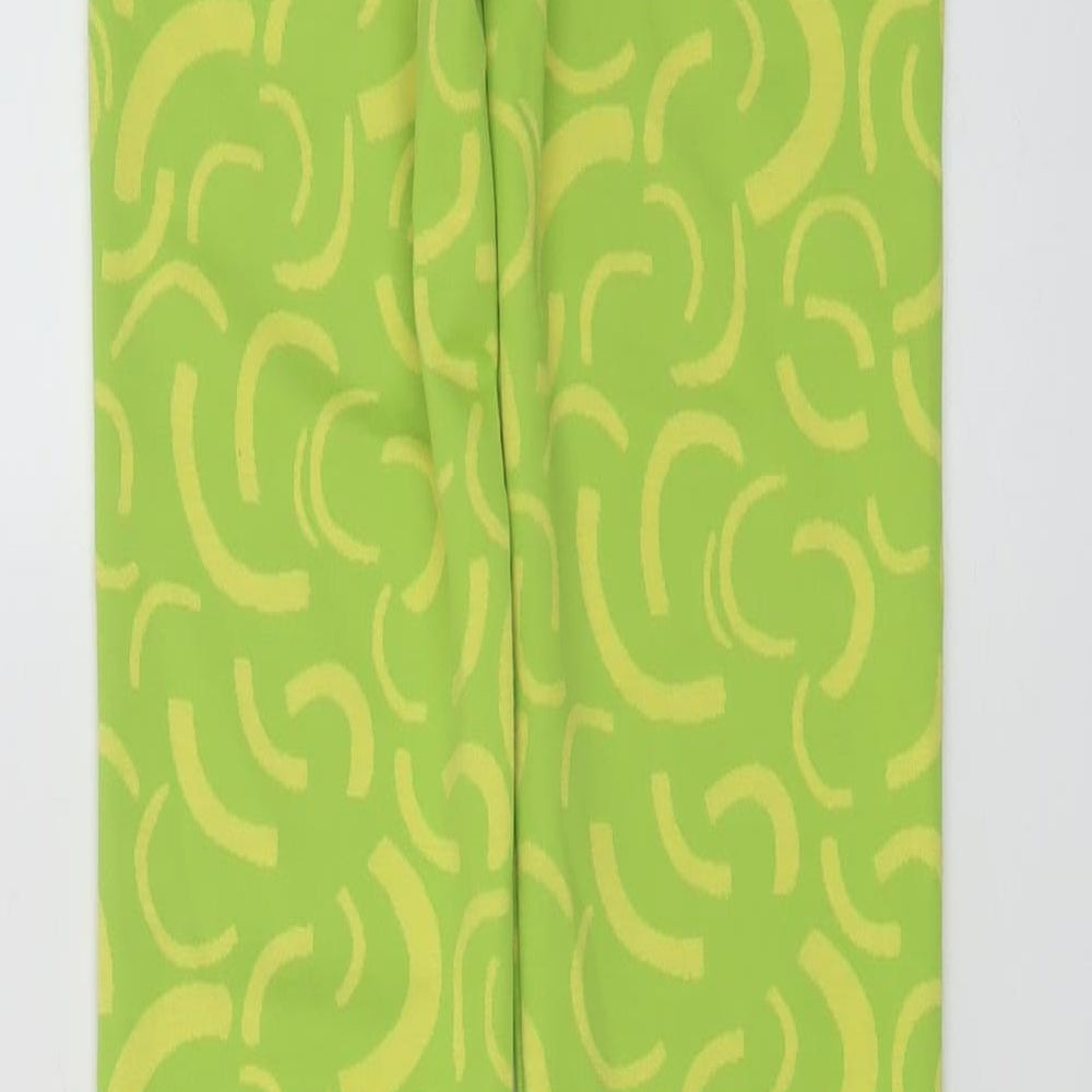 Zara Womens Green Geometric Polyester Trousers Size XS L33 in Regular
