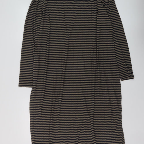 Marks and Spencer Womens Beige Striped Polyester A-Line Size 22 Round Neck Pullover
