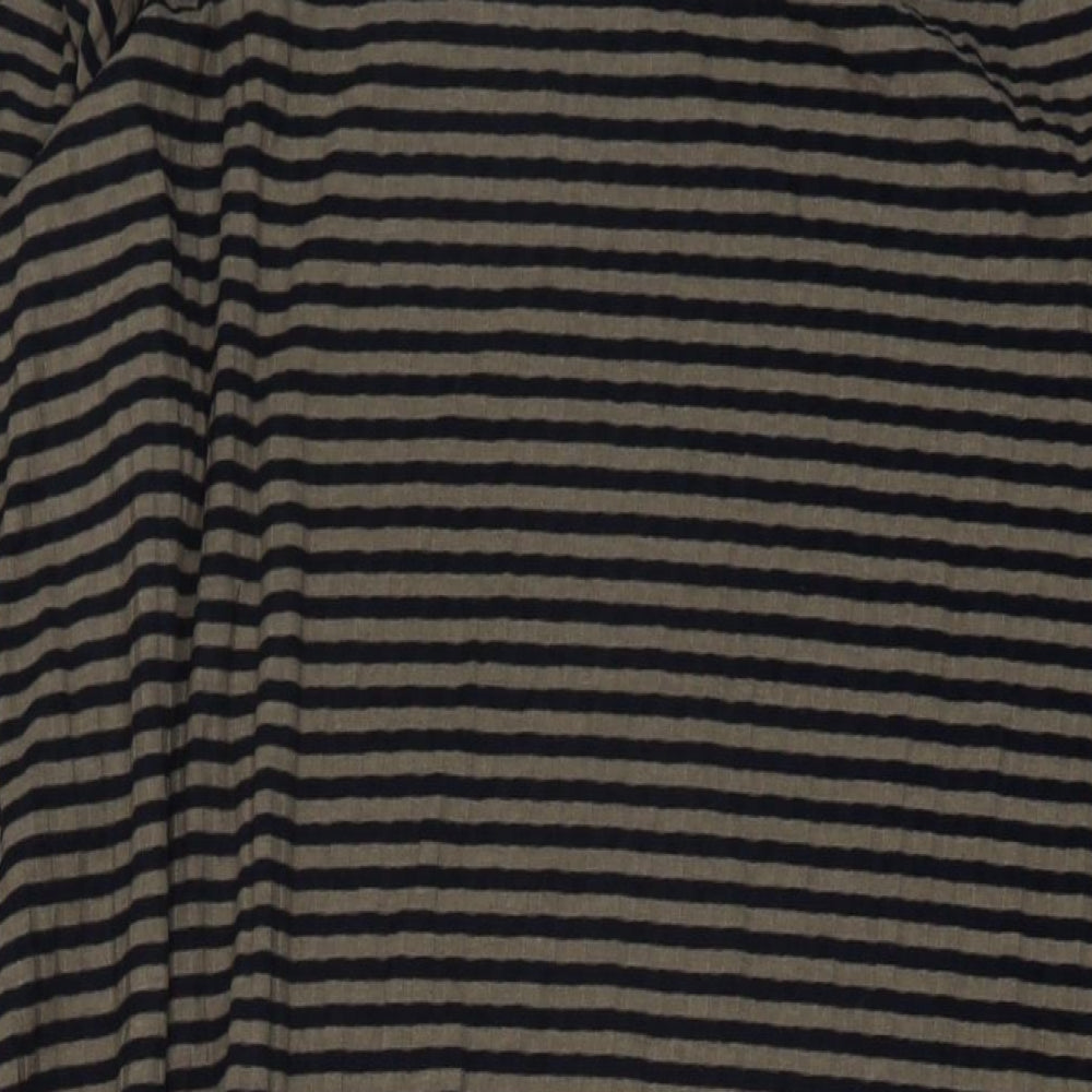 Marks and Spencer Womens Beige Striped Polyester A-Line Size 22 Round Neck Pullover