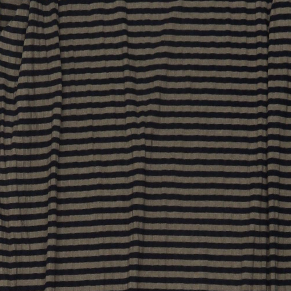 Marks and Spencer Womens Beige Striped Polyester A-Line Size 22 Round Neck Pullover