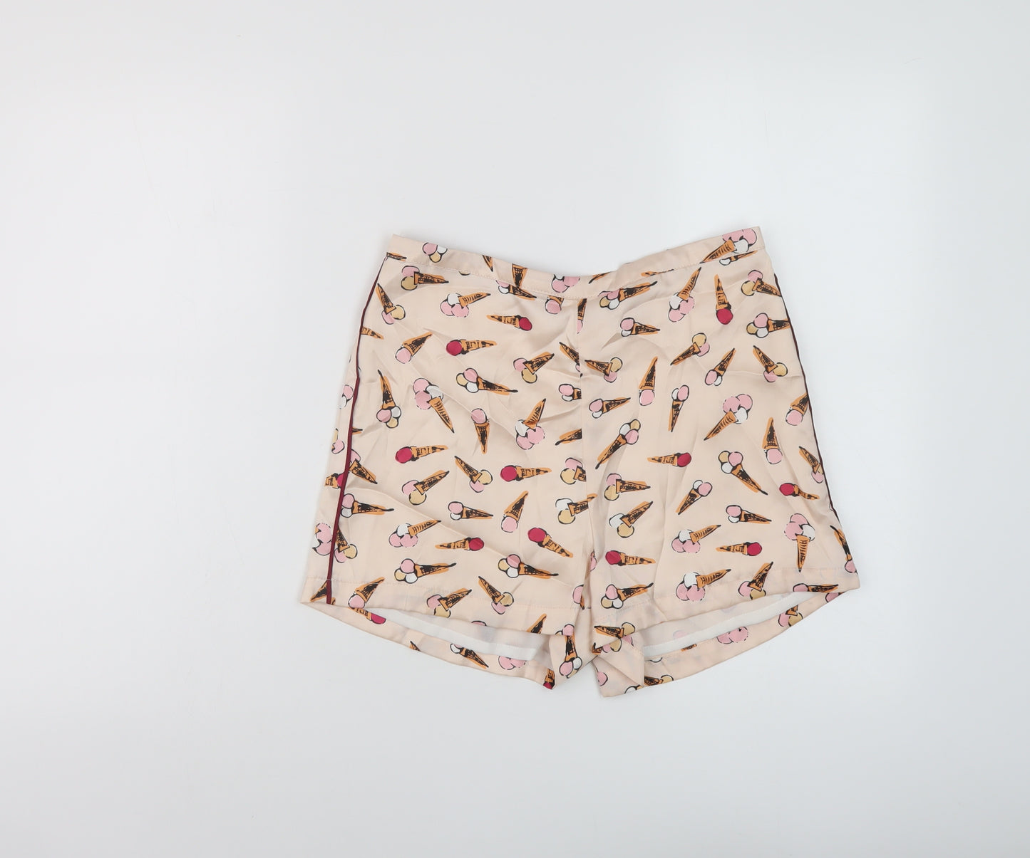 Topshop Womens Pink Geometric Polyester Chino Shorts Size 10 L3 in Regular Zip