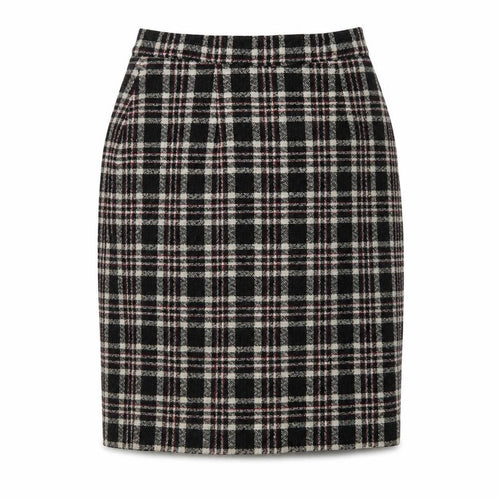 Anne Brooks Womens Black Plaid Polyester A-Line Skirt Size 10 Zip